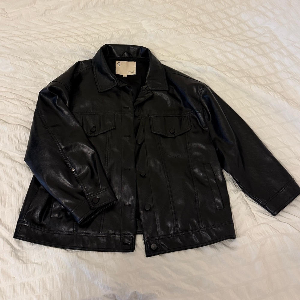 Black Oversized Leather Jacket